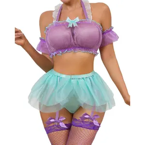 Elegant Princess Lingerie Set for Women Costume Halloween Party Outfit with Garter Belt (Not Stockings) S-XXL Y2K Valentine's Day Gift
