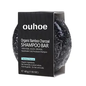 Organic Bamboo Charcoal Shampoo Bar for Hair Darkening Growth | Deep Cleansing Scalp Care Soap for Gray Hair, Thinning Hair & Anti Hair Loss Natural Ginger Coconut Oil Nourishing Shampoo Soap for Men & Women (60g)  Nourish Scalp less hair loss