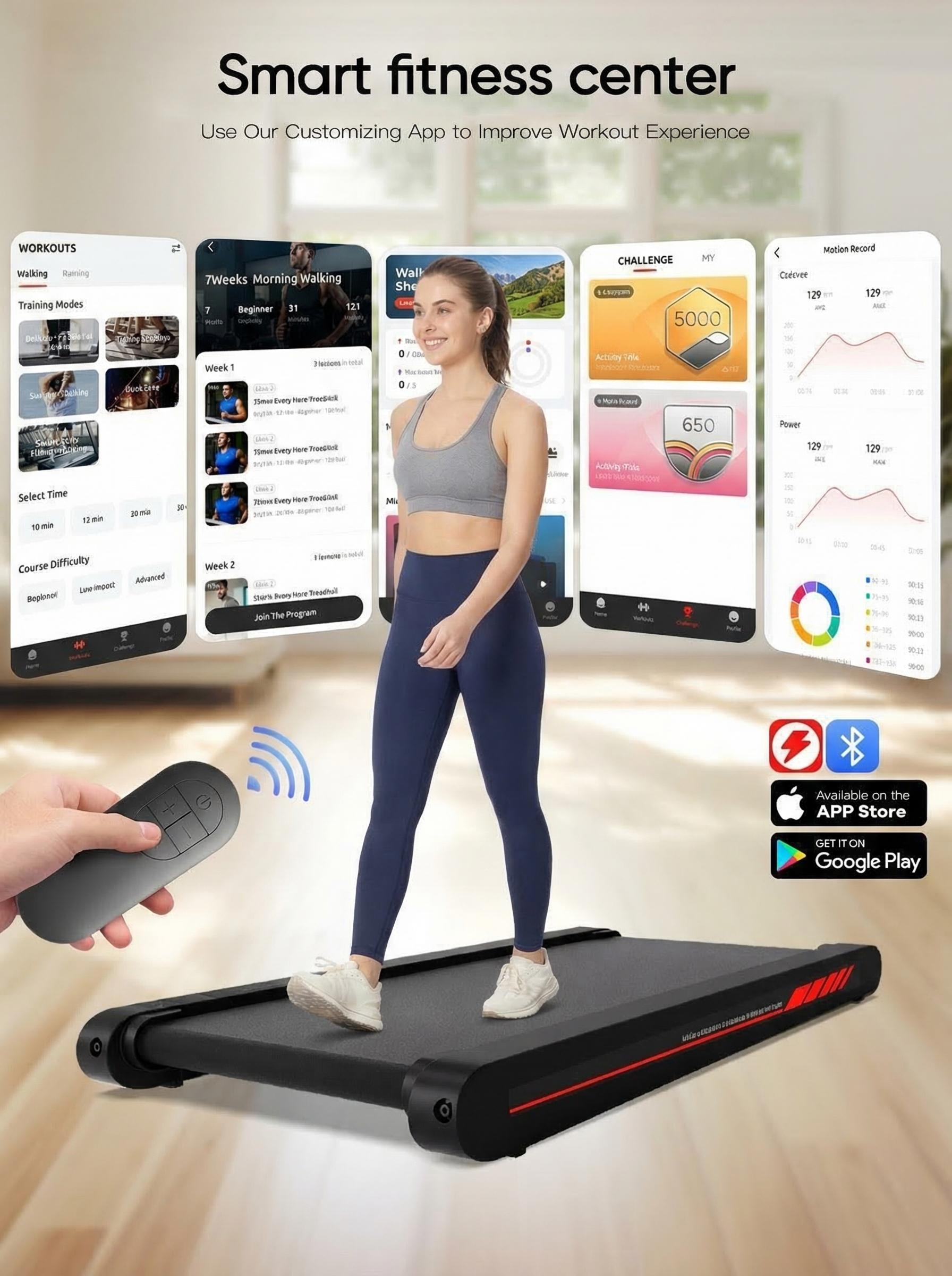 Walking Vibration Pad,Vibrating Plate, Remote Control & APP, Lightweight Under Desk Treadmills For Home & Office,Servo Motor Technology, 3 in 1 Portable Walking Pad Treadmill, 350 Lbs Capacity, 3.8 Mph, 22 Lbs