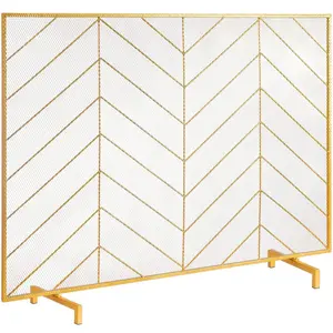 VEVOR Fireplace Screen Single Panel, Sturdy Iron Mesh Fireplace Screen, 38.6(L)x29.8(H) Spark Guard Cover, Simple Installation, Free Standing Fire Fence Grate for Living Room Home Decor Modern