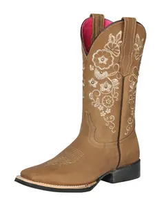 Women's Pansy & Vine Embroidered Cowgirl Boot | Bota Vaquera Bordada – Miel Tan