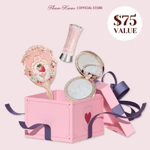 Flower Knows Limited Glamour Set - Mystery Makeup Bundle with 4 Items, Randomly Selected Beauty Box, includes Lipstick, Blush, Eyeshadow Palette, Mirror and Makeup Tools, Surprise Gift for girls, women or friends