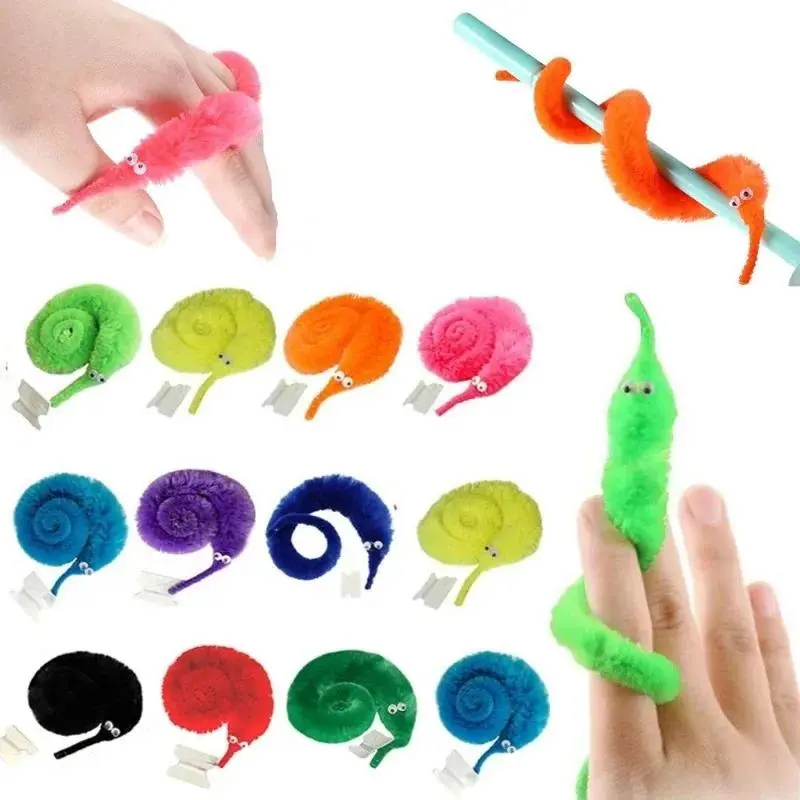 5Pcs Plastic Wacky Worm Magic Props Toys - Invisible String Party Game Tricks for 8-10 Years Old Beginners