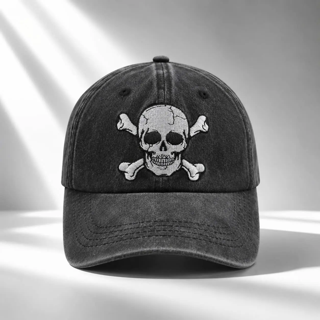 Cute Embroidered Ghost Hat, Adjustable Spooky Halloween Baseball Cap for Men Women Black