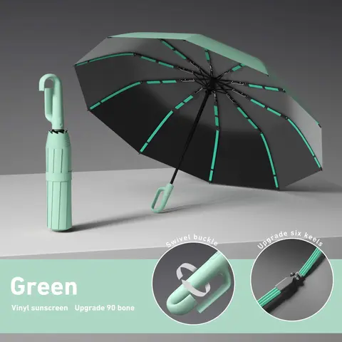 Automatic Folding Rain Umbrella (1 Count) - Lightweight, Waterproof Windproof Reinforced Outdoor Travel Umbrella with Loop Handle, All-Weather Unisex Collapsible for On-Go Convenience, Ideal for Rain Use, Loop Handle Umbrella