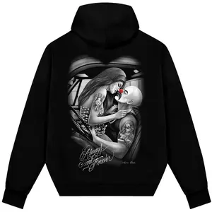 Always And Forever Chicano Clothing, Chicana Art, Cholo Chola outfit Cotton Fabric Menswear Casual, Streetwear hoodie, Full size, full color art blue
