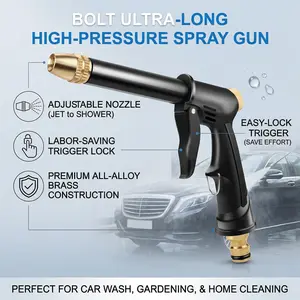 Heavy Duty Garden Hose Nozzle, High Pressure Adjustable Water Sprayer for Plants, Car Wash & Pets. Leak-Proof Design!