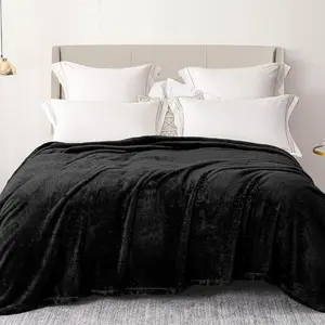 Plush Fuzzy Queen Size, Super, Fluffy and Warm Blankets,Suitable for Seasons (Black, 90x90 Inches)
