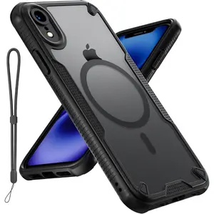 for  XR Case, Translucent Matte  Compatible with Magsafe  Slim Shockproof Protective Case with Lanyard Strap Phone Cover 6.1-inch, Black