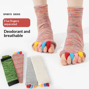 Moisture-Wicking Toe Socks  – 5 Finger Anti-Odor Breathable Cotton Blend Socks, Moisture Wicking Toe Separator Socks for Running, Yoga, Hiking, Outdoor Sports,Yoga workout socks