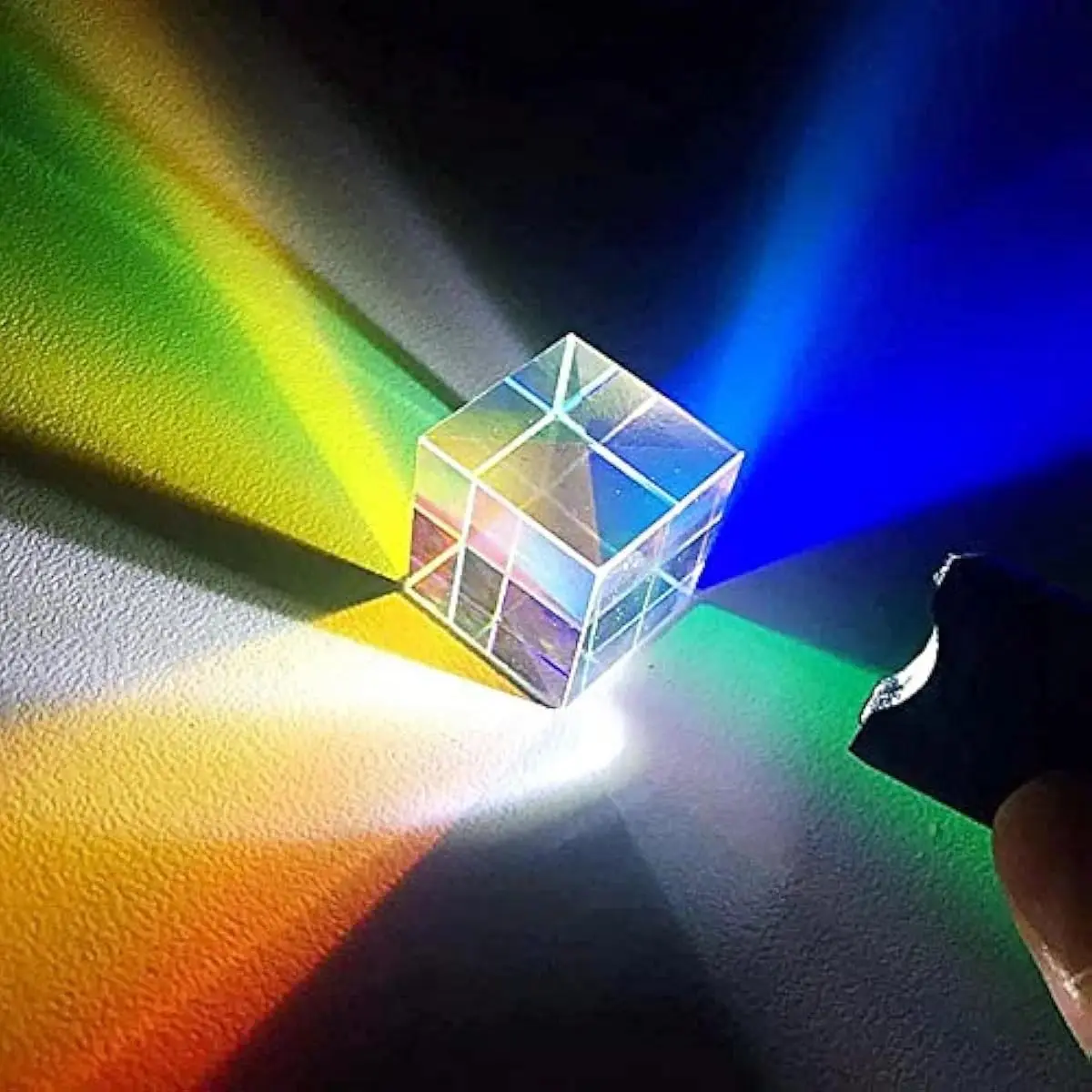 New Magic Prism Cube, Mini K9 Crystal Glass Prism Cube, Rainbow Color Prism Cubes Sun Catcher The Original Cube for Physics Teaching Art Decor Photography Props (F-20×20mm)
