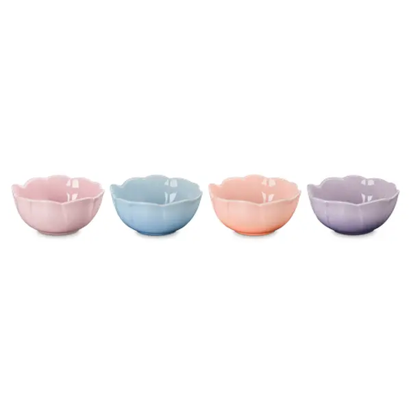 Le Creuset Embossed Petal Mini Snack Bowls - Premium Kitchen Tableware for Spices, Herb Storage & Serving; Elegant Cute Bowls
