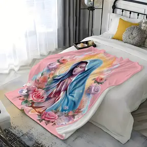 Super Soft Virgin Mary Printed Flannel Blanket - Perfect for Bed, Sofa, and Outdoor Camping - Versatile All-Season Gift