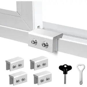 Window Locks,4 Sets,Alu Alloy material Window Lock for Vertical&Horizontal Sliding Windows and Doors,Adjustable  Window Stop,for  Home Safety,Bedroom,Office&Balcony( medium)