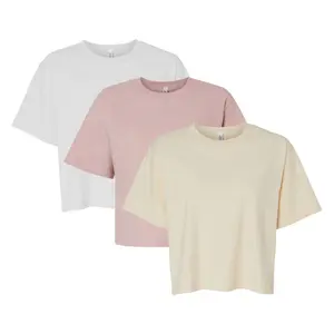 Crown Craze Women's Fine Jersey Boxy T-Shirt, Solid Color Classic Tee Shirts 100% Ring-spun Cotton Crew Neck T-Shirt, Bulk Tee Wholesale Assorted Mix T shirts