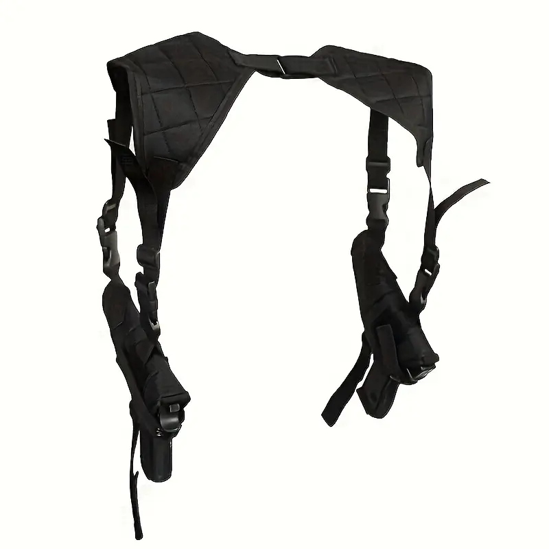 Adjustable Shoulder Holster, Unisex Tactical Double-Pull Rig with a Leather Pouch and Nylon Straps for Outdoor Concealed Wear, Nylon Shoulder Bag, Fast Draw Access, Outdoor Carry, Tactical Accessories, Secure Strap Hold, Ambidextrous