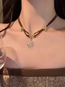 Vintage Necklace, Fashionable Sun Design Pendant Necklace for Party, Daily Decor, Trendy All-match & Exquisite Jewelry for Birthday Gift, Charm Necklaces