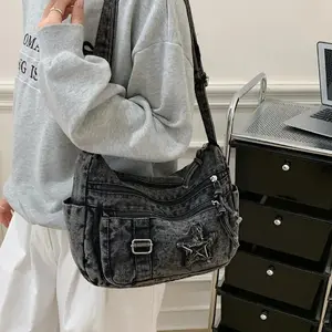 SleekHush Casual and fashionable multi pocket star pattern design bag Embellished Shoulder Bag can be worn on one shoulder or diagonally