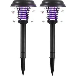 Outdoor Bug Zapper for Lawn Solar Mosquito Repellent Mosquito Zapper Killer Waterproof Lamp Repellent for Outdoor Patio Garden Lawn Pathway 2 Packs