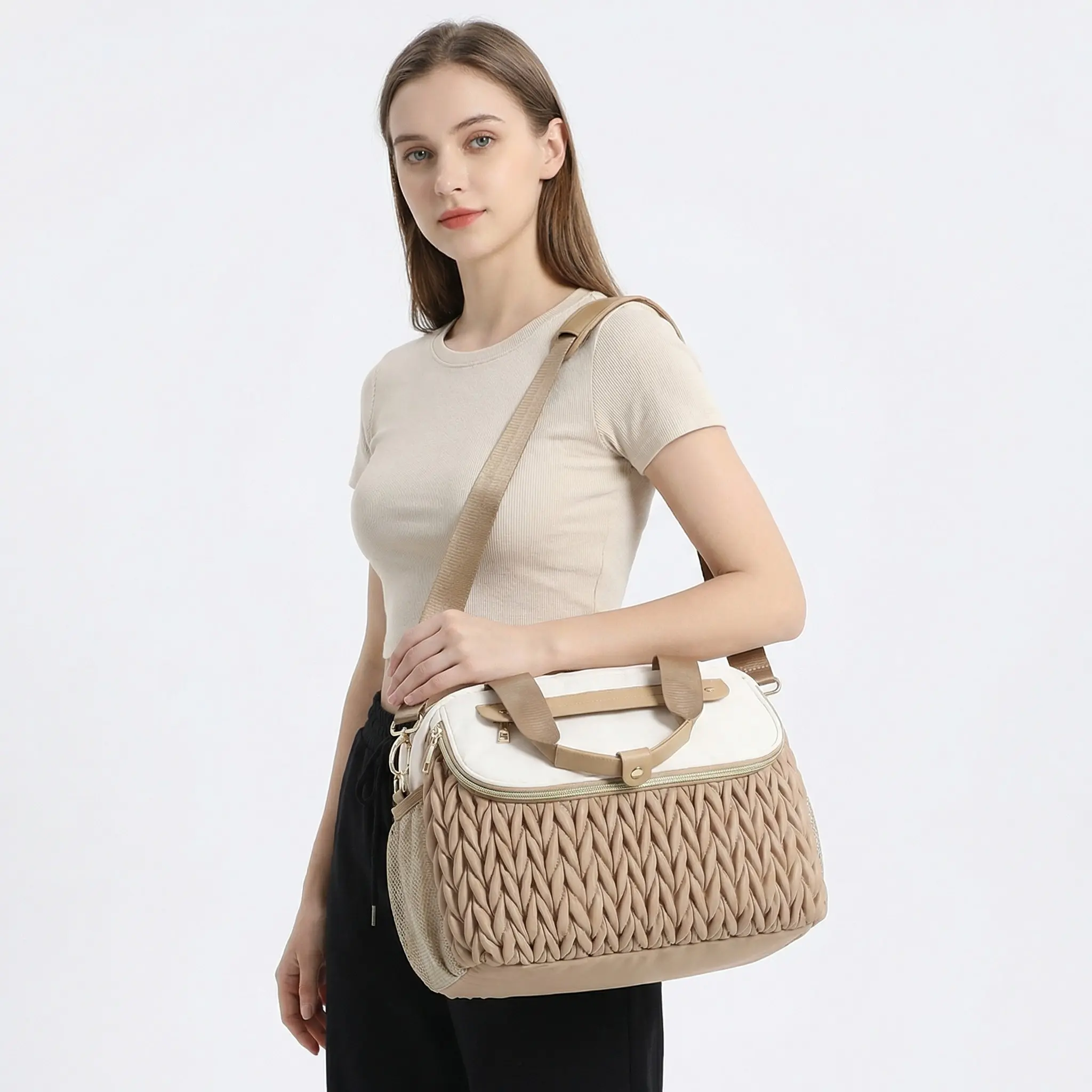 New Quilted Mom Bag, Baby Stroller Bag, Handheld Crossbody Pre-Natal Bag, Large Capacity Multi-Functional Maternity Bag, Multifunctional Diaper Bag, Mommy Diaper Bag, Diaper Bag Purse