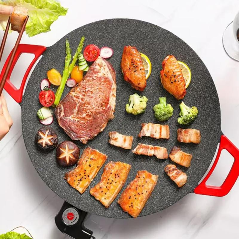 AORAN KITCHEN 1500W Portable Electric Korean BBQ Grill Indoor Smokeless Non-stick Grill Pan Adjustable Temperature Control Universal Fry Griddle for Home Cooking