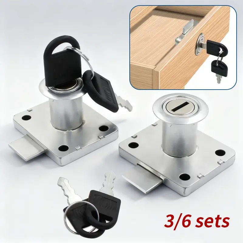 3/6 sets of furniture locks, office desk drawer locks, cabinet locks, Locker Lock with Key, locks with keys, Anti Theft Locks, Security Lock, used for bedside tables, filing cabinets