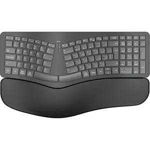 Keyboard, Split Keyboard with Wrist Rest, Full Size 2.4G BT  Keyboard, Compatible with Windows,  OS, PC /Laptop (Black)