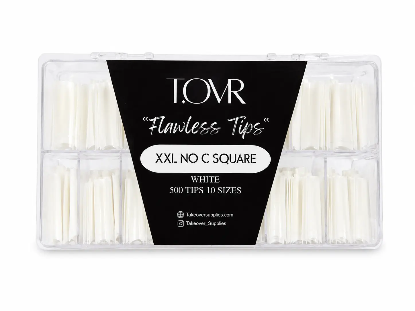 Take Over White XXL NO C Square Nail Tips 500pc