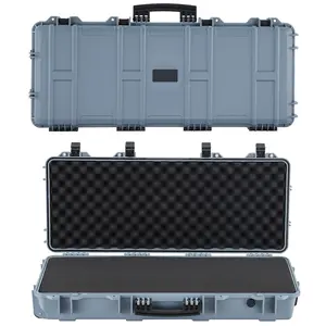 Hard Rifle Case With Lock, 36-Inch Gun Storage Case Featuring 4-Layer Pre-Cut Foam, Wheels, IP67 Waterproof And Dustproof, Pistol Storage Case For Rifles, Shotguns, Airsoft Guns, Grey