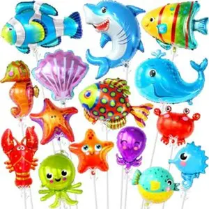 Big fish balloons 43 inch pack of 15 ocean animal balloons for under the sea party decorations