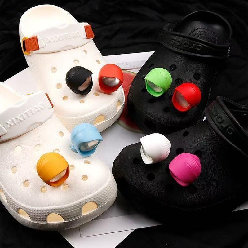 4Pcs LED Shoe Light, Cute Flashlight Croc Charms Attachment Accessories, Croc Lights with 3 Lighting Modes, Croc Headlights for Night Cycling, Camping, Walking & Dog Walking