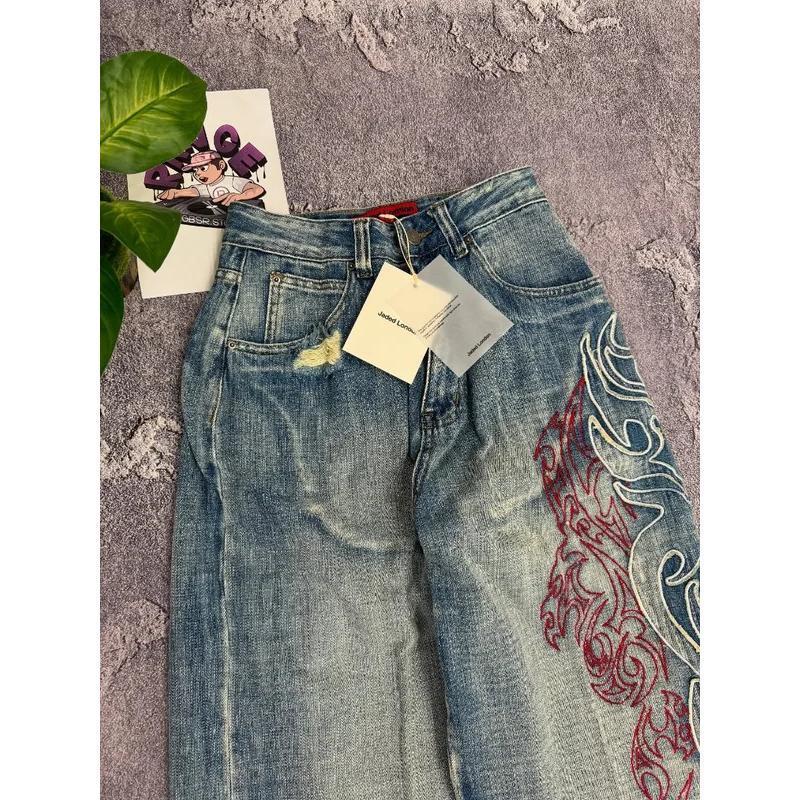 Y2K Street-Style Wide-Leg Denim Jeans for Women and Men, Unisex Comfortable And Loose-Fitting Casual Pants,Suitable for Streetwear Trouser, Daily Wear, Parties, and Outdoor Scenes.Harajuku Hip-hop Womenswear Bottom for All-Season