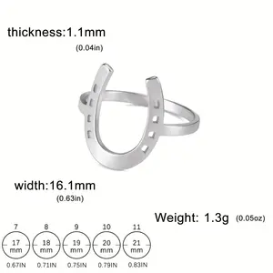 1pc Stainless Steel U-Shaped Horseshoe Gold Ring, Unisex Trendy Lucky Jewelry Gift for Friend's Birthday, Gold Rings