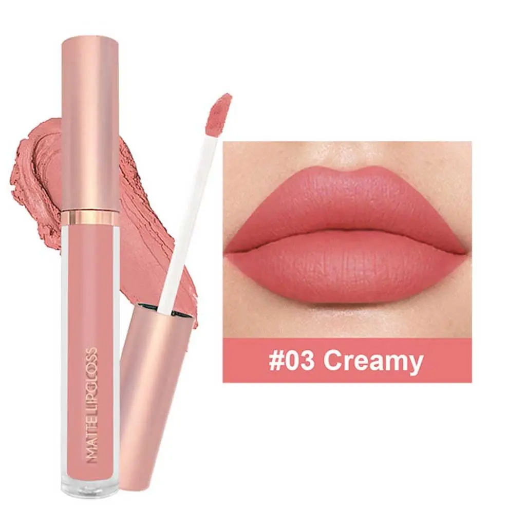Liquid Lipstick Set, Matte Lip Gloss Long Lasting Waterproof, Lightweight Velvet Finish Lip Color for Daily Wear, Transfer-Resistant Moisturizing Rose Creamy Shades