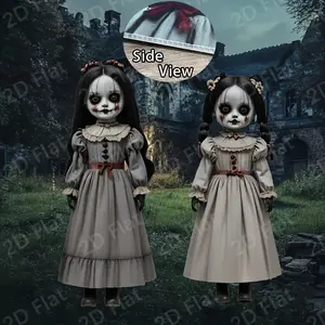 Large Halloween Theme Horror Dolls Set, Spooky Cemetery Scene, Durable Plastic Yard Stakes, Outdoor Garden Decor, No Batteries Needed