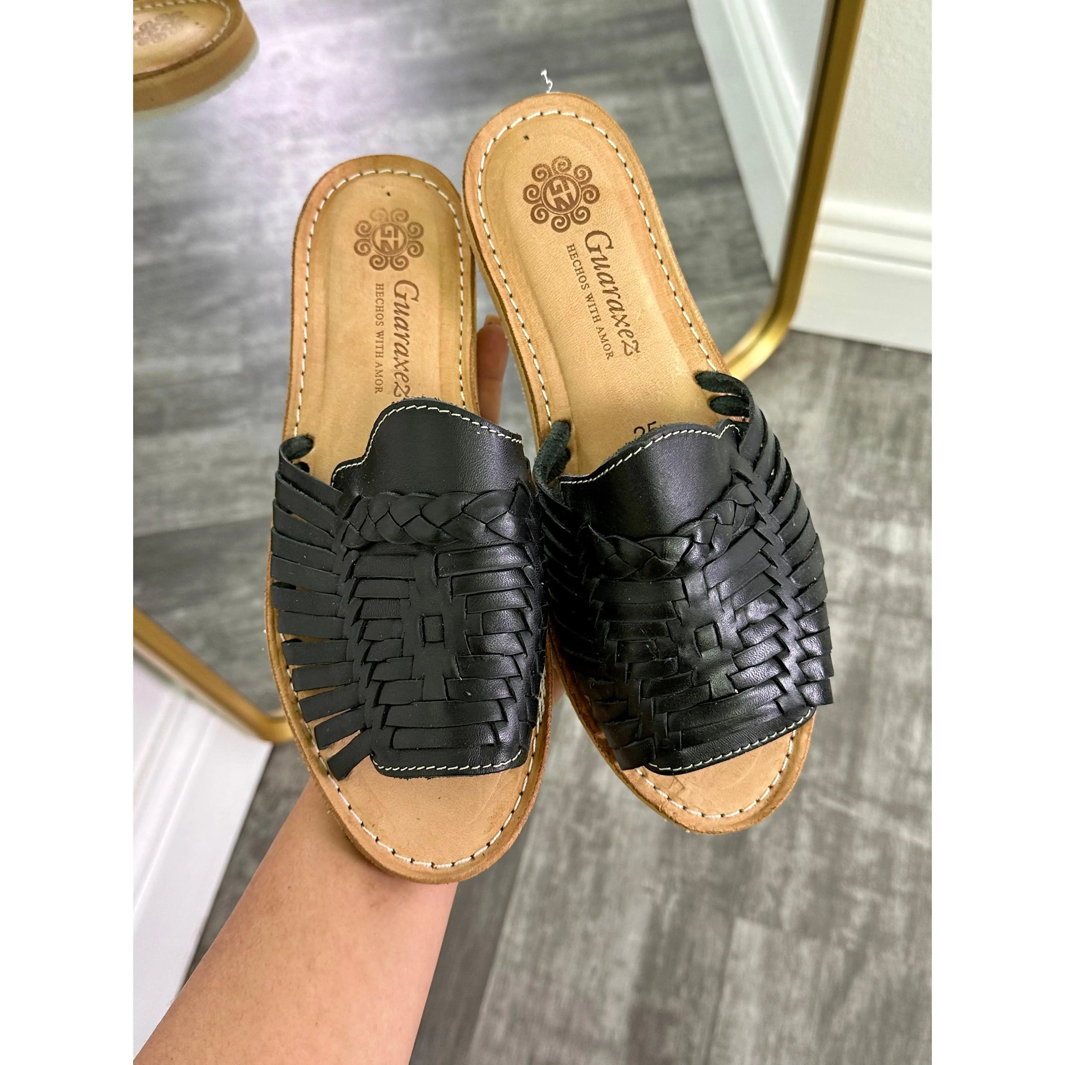 Coco Slide On Huaraches Black Coco Slide On Huaraches Black