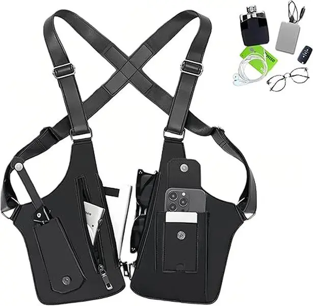 Casual PU Leather Messenger Bag for Men, Water-Resistant Anti-Theft Crossbody Pack for Outdoor Hiking with an Adjustable Strap, Hidden Pockets, Hiking Sports