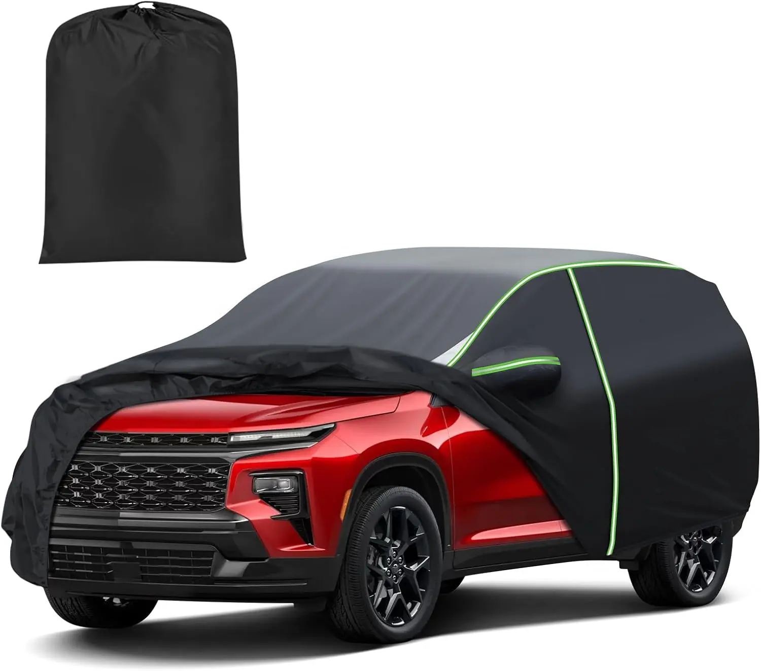 Car Cover for Chevy Traverse 2009-2026, 7-Layer Waterproof SUV Car Cover, All-Weather Outdoor Vehicle Cover with Driver-Side Zipper Door & Reflective Safety Strips