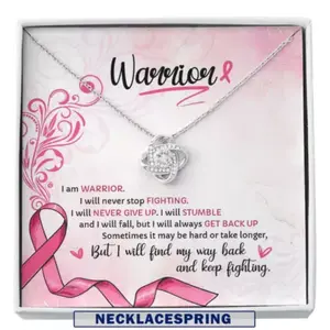 Warrior Necklace, Breast Cancer Survivor Cancer Support Gift Custom Necklace