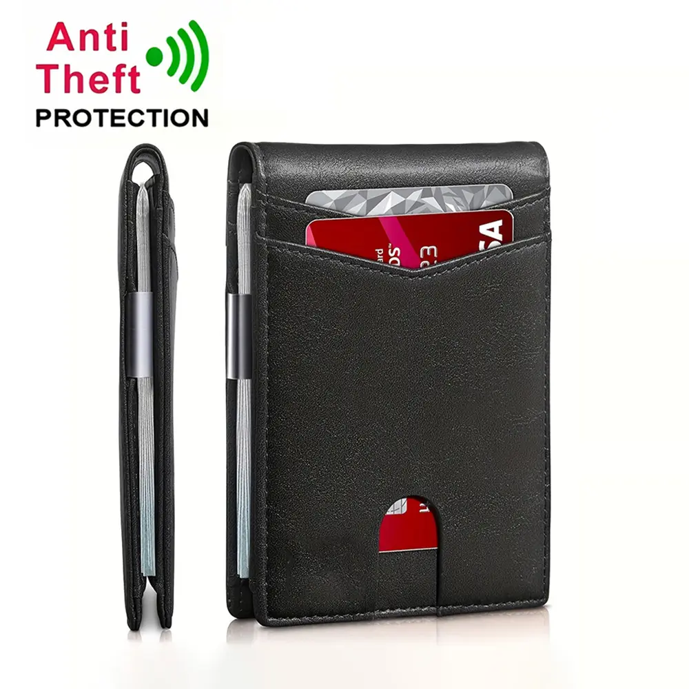 Men's Ultra-Thin Microfiber RFID Blocking Bifold Wallet, Minimalist Compact Credit Card Holder, Multi Card Slot, With ID Window, Money Clip, Easily Removable Money And Cards, Pocket Purse, Gift