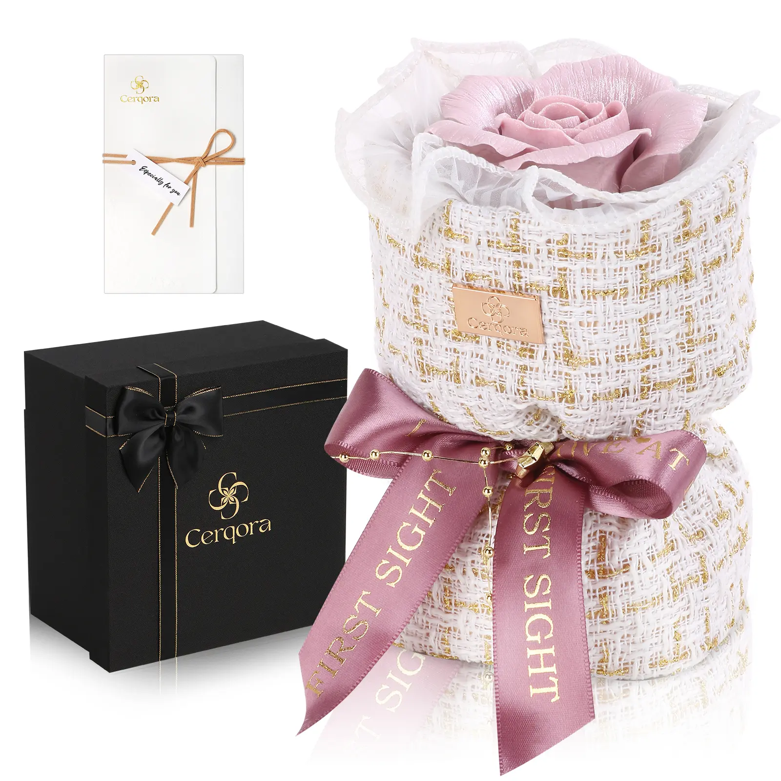 Cerqora Forever Purple Rose Bouquet Handcrafted Fragrance Diffuser - Ceramic Stone Aromatherapy Essential Oil Holder, Home/Car Air Freshener, Porcelain Decor, Gifting Option with Gift Box Included