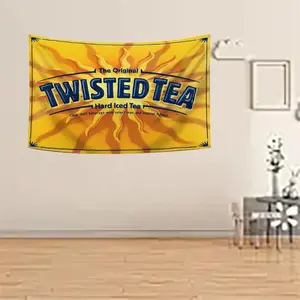 3x5ft twisted tea flag fun hard ice tea banner for indoor outdoor garden restaurant milk tea shop decoration banner Lightweight