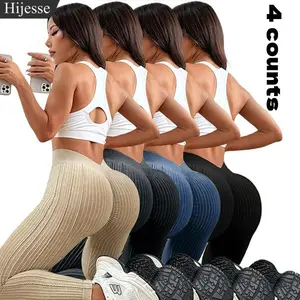 HIJESSE Sporty Women's Solid Color Jacquard Ruched V-waist Sports Leggings, Casual Skinny Pants for Yoga Gym Workout Running, Ladies Sportswear for All seasons, Gym Clothing, Leggings Fitness, Yoga Training Pants, Fitness Summer Bottoms scrunch butt