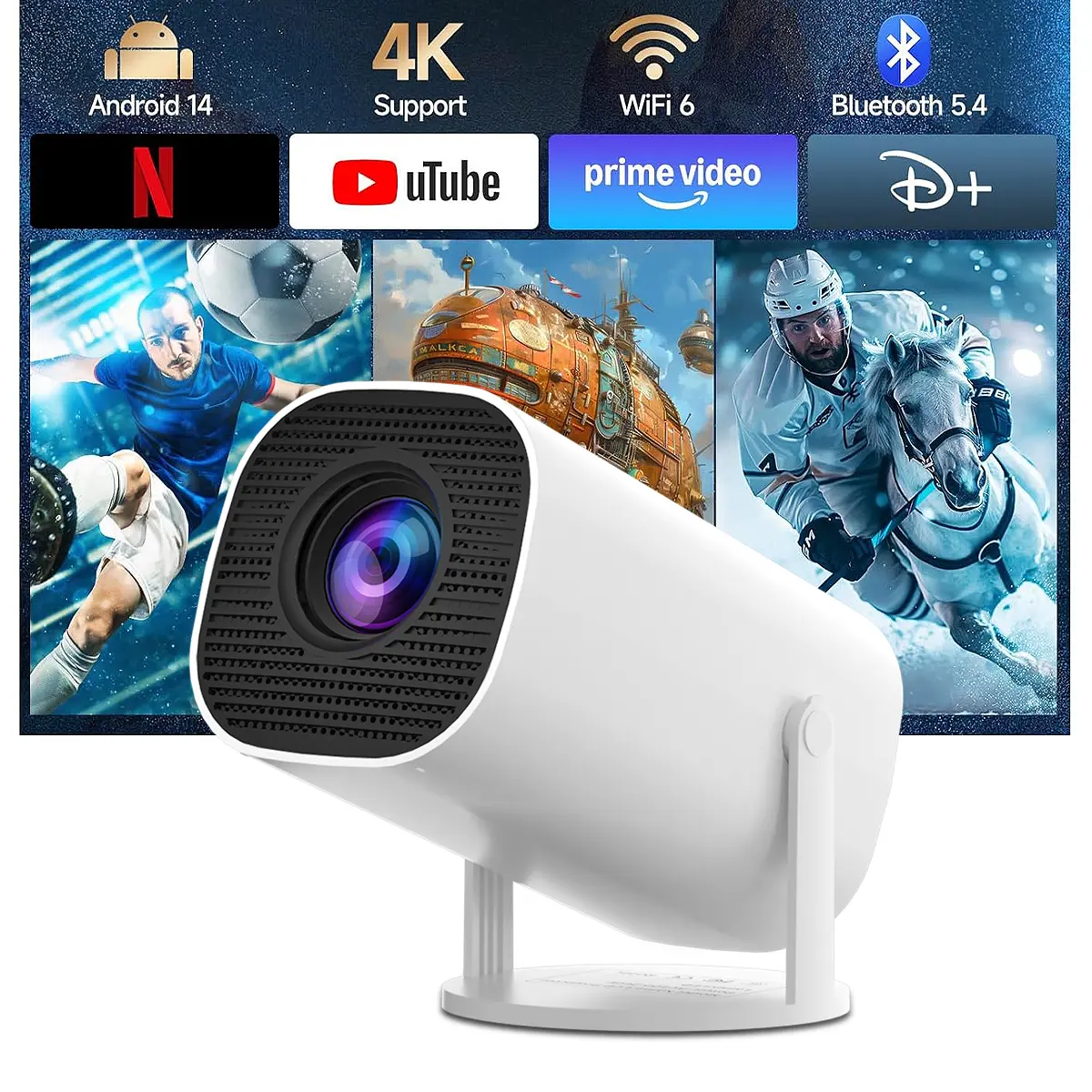 Mini Portable HD Projector 290 ANSI with 4K  Supported Home Cinema for Phone & Bedroom Use Bluetooth 5.4 Dual-Band WiFi Wireless Screen Mirroring for iOS & Android #Home theater #US Warehouse