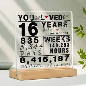 Acrylic Decoration Sign, Sweet Sixteen Birthday Gift for Boys & Girls, Unique Party Decorations, Perfect 16th Anniversary Present, Vintage Plaque Decor