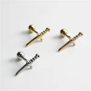 16g Knife Tiny Small Cartilage Tragus Barbell Stud Earrings for Women Men Stainless Steel Personalized Punk Minimalist Dagger Sword Hypoallergenic Piercing Post Screw Back Fashion Jewelry Gifts
