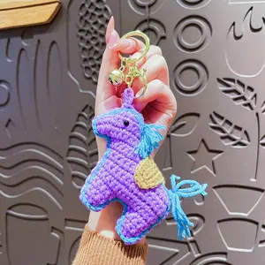 Knitted Pony Keychain Bell Good Luck Bag Charm, Knit Hooked Keychain, Cute Horse Pendant for Bags and Keys, Fashion Accessory