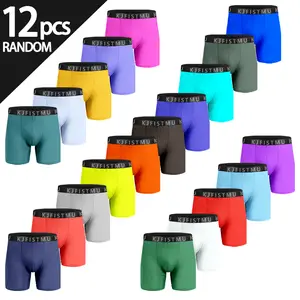 KJFISTMU Men's 12-Pack Boxer Briefs Set, Solid Color Simple Style, Stretchy Sports Underwear, Moisture-Wicking Men's Boxer Briefs with Covered Waistband