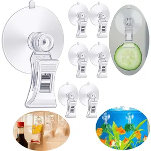 Aquarium Algae Clips, Fish Tank Suction Cup with Clip, Plant Leaf Algae Holder, Aquarium Accessories, Transparent Plastic Feeding Tool