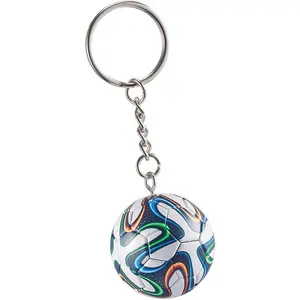 Geometric Soccer Ball Keychain, Black and Silver Football World Cup Key Chain Pendant, Sports Ball Key Chain